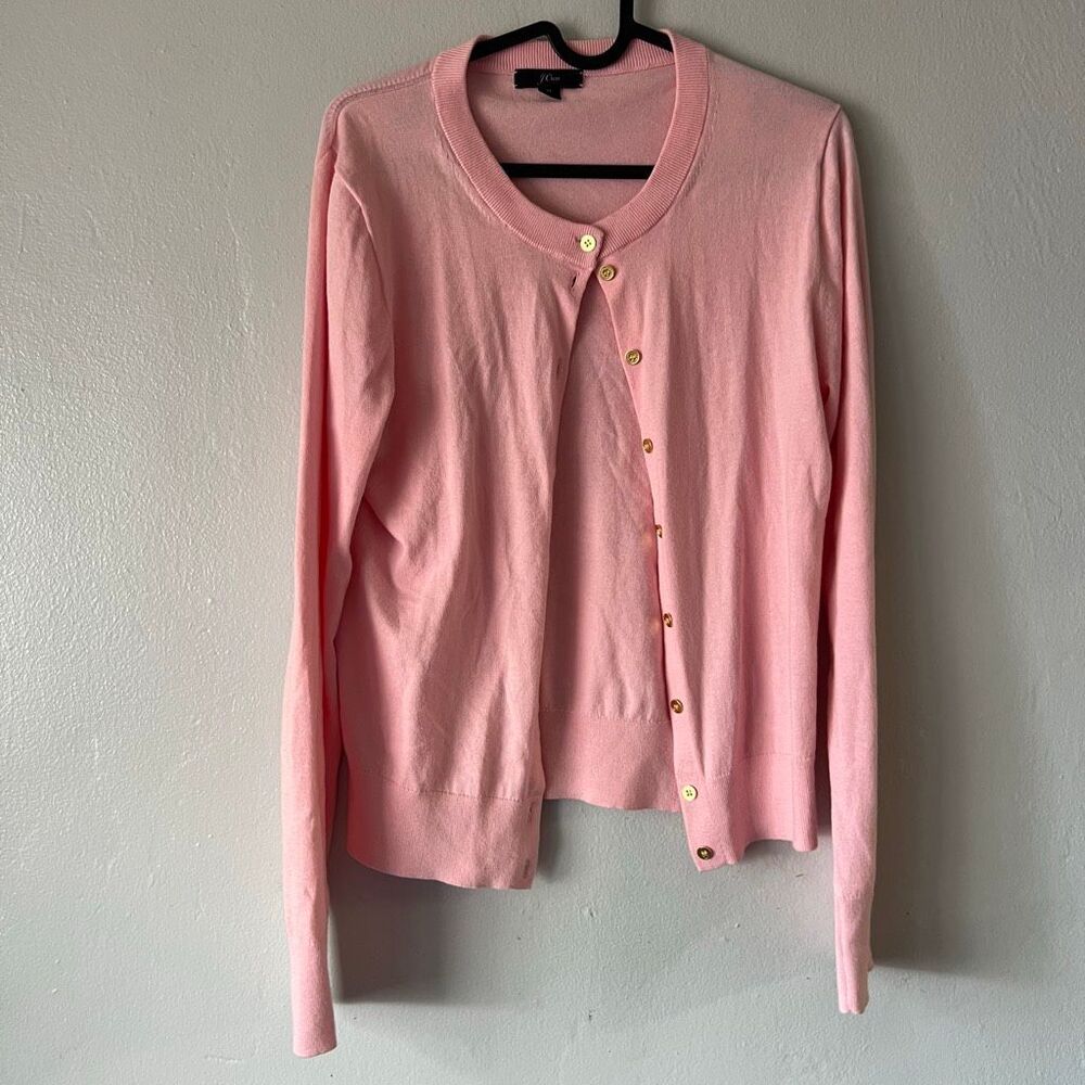 J. Crew cotton light pink gold button cardigan